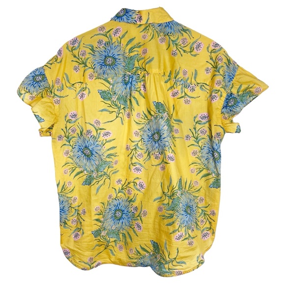 MADEWELL Ruffle Sleeve Button Down Shirt in Painted Blooms Size Medium - Picture 9 of 12